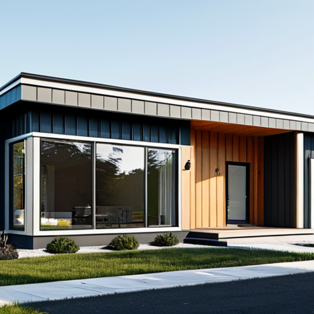 Modern Prefab Home Exterior**

"A modern, stylish prefab home in a suburban neighborhood, fully clothed family in the front yard, safe for work, appropriate content, family-friendly, professional architectural photography, perfect anatomy, correct proportions, natural light."

**