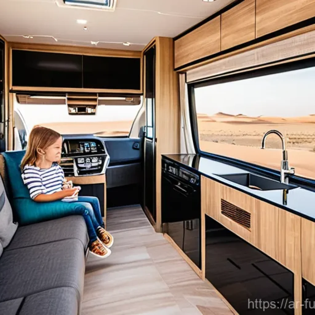 이동식 주택의 장단점 분석 - **Luxurious Desert Retreat Motorhome:** A high-end, sleek motorhome with modern architectural lines,...