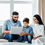 주택 금융의 변화와 혁신 모델 - **Prompt:** A modern, digitally-savvy Arab family, consisting of a father, mother, and two children ...