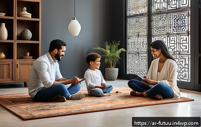 주거 혁신의 미래 소비자 요구 분석 - A modern smart home interior in an upscale Middle Eastern setting, featuring ambient natural light s...